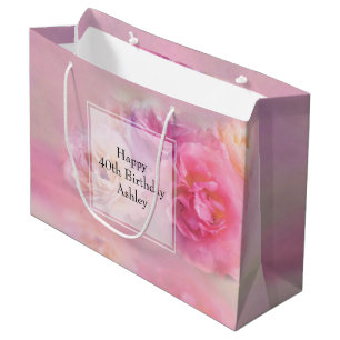 Pretty Pink Carnations Stylish Photograph Birthday Large Gift Bag