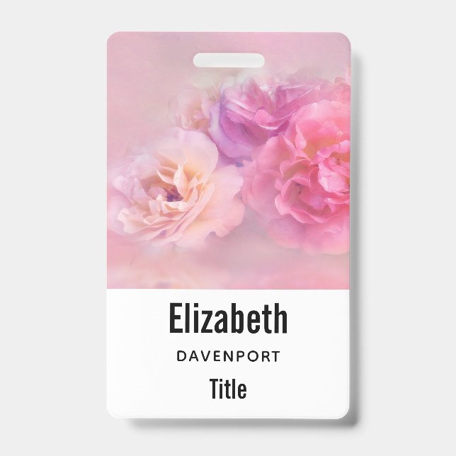Pretty Pink Carnations Stylish Photography Badge (Front)