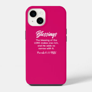 Pretty Pink Christian Faith Blessings Bible Verse iPhone 14 Case