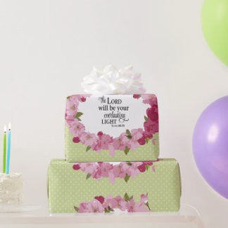 Pretty Pink Christian Flowers Gift Wrapping Paper