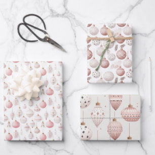 Pretty Pink Christmas Baubles  Wrapping Paper Sheet