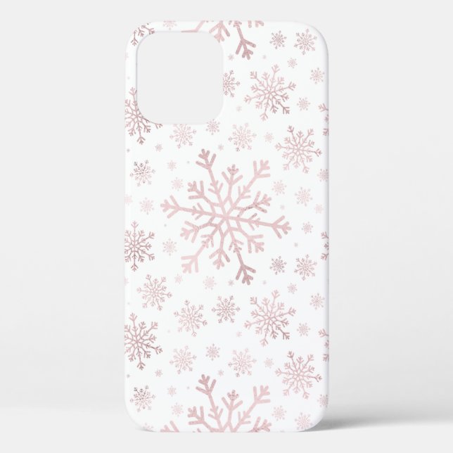 Pretty Pink Christmas Snowflakes on Winter White   Case-Mate iPhone Case (Back)