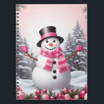 Pretty Pink Christmas Snowman Scene Notebook<br><div class="desc">Pretty Pink Christmas Snowman Scene</div>