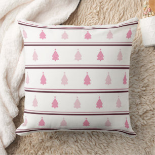 Pretty Pink Christmas Tree Seamless Pattern Throw Pillow