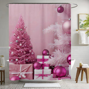 Pretty Pink Christmas Trees Backdrop 