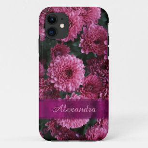 Pretty pink Chrysanthemum  flower personalized iPhone 11 Case