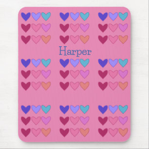 Pretty Pink& Colourful Hearts Women’s Mouse Pad