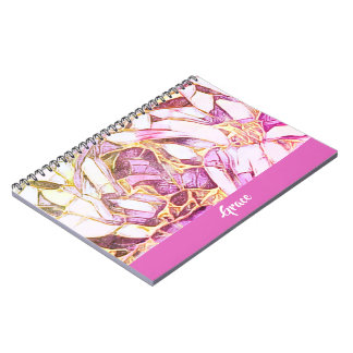 Pretty Pink Colours And Faux Gold Floral Monogram Notebook