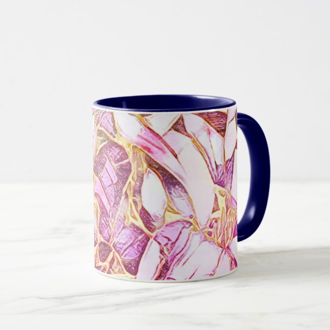 Pretty Pink Colours And Faux Gold Floral  Mug (Front Right)