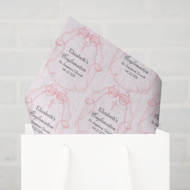 Pretty Pink Confirmation Party Personalized Tissue Paper (Gift Bag)