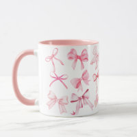 Pretty Pink Coquette Girly Bow Print Mug