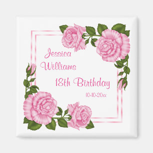 Pretty Pink Corner Bouquets 18th Birthday Magnet