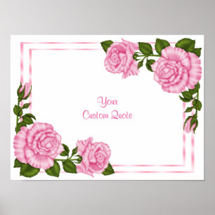 Pretty Pink Corner Bouquets Birthday Poster