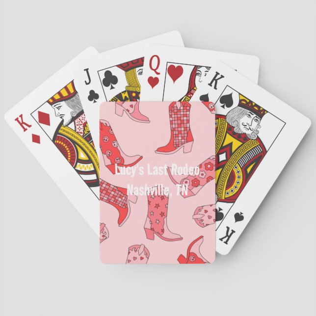 Pretty Pink Cowgirl Boots Playing Cards (Back)