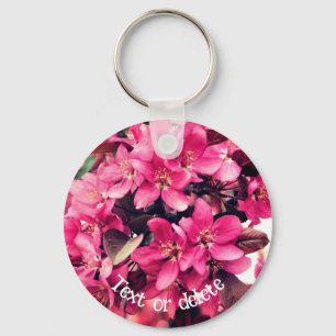 Pretty Pink Crabapple Blossoms Flower Personalized Keychain