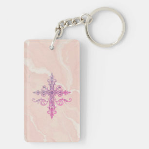 Pretty Pink Cross Acrylic Keychain