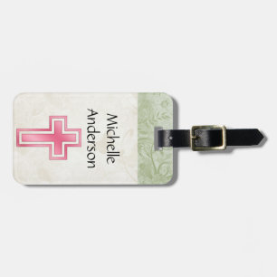 Pretty Pink Cross Christian D2 Luggage Tag