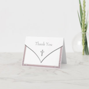 Pretty Pink Cross Thank You Cards