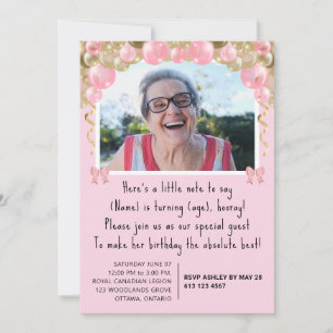 Pretty Pink Custom 100th Birthday Invitation