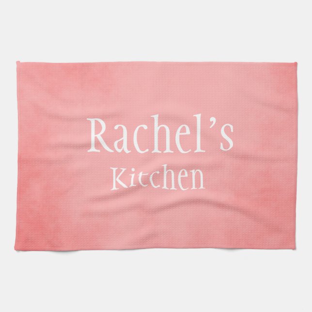 Pretty Pink Custom Name Kitchen Towel (Horizontal)
