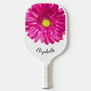 Pretty pink daisy flower custom name womens pickleball paddle
