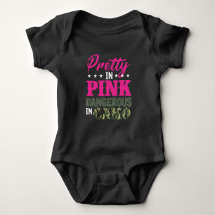 Pretty Pink Dangerous Camo Hunting Fishing Girl Baby Bodysuit