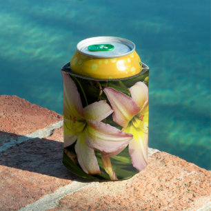 Pretty Pink Daylilies Floral Can Cooler