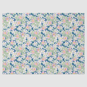 Pretty Pink Dog Roses on Deep Blue Tissue Paper