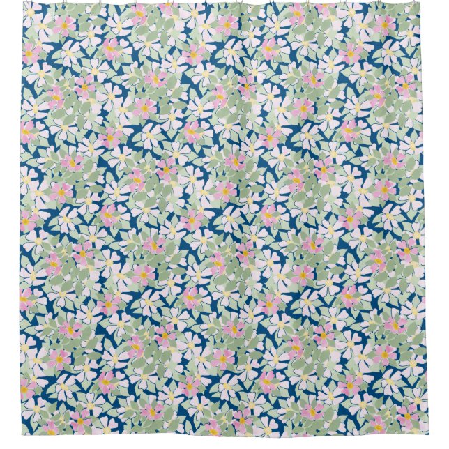 Pretty Pink Dog Roses on Deep Bluee Floral Pattern (Front)