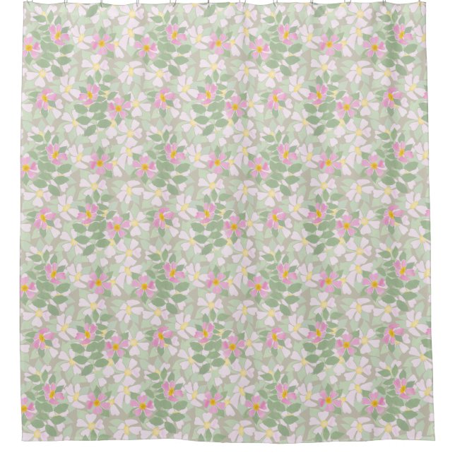 Pretty Pink Dog Roses on Taupe Floral Pattern (Front)