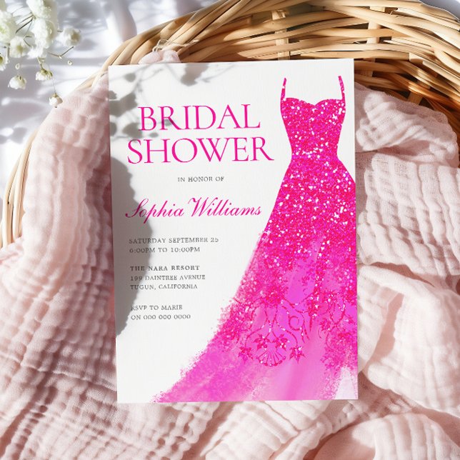 Pretty Pink Dress Bridal Shower Invitation (Creator Uploaded)