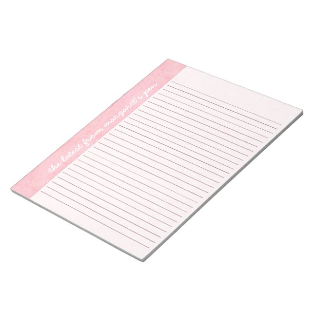 Pretty Pink Edged Personalized Notepad (Angled)