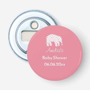 Pretty Pink Elephant Personalized Baby Shower Bottle Opener