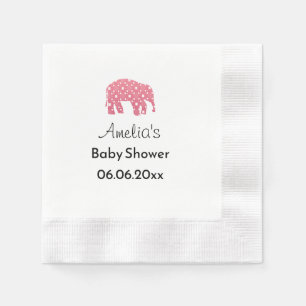 Pretty Pink Elephant Personalized Baby Shower  Napkin