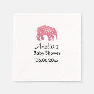 Pretty Pink Elephant Personalized Baby Shower  Napkin