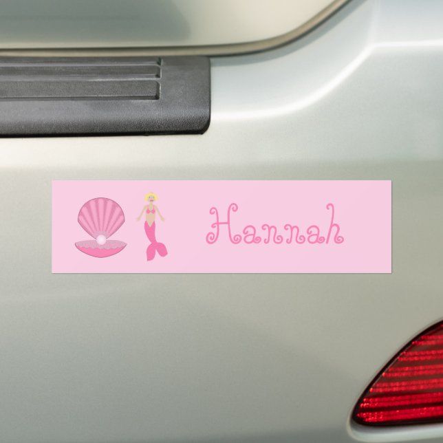 Pretty Pink Fantasy Mermaid  Bumper Sticker (On Car)