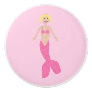 Pretty Pink Fantasy Mermaid Ceramic Knob