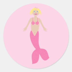 Pretty Pink Fantasy Mermaid  Classic Round Sticker