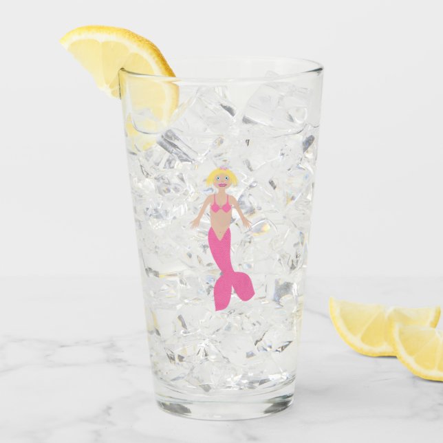 Pretty Pink Fantasy Mermaid Custom Glass (Front Ice)