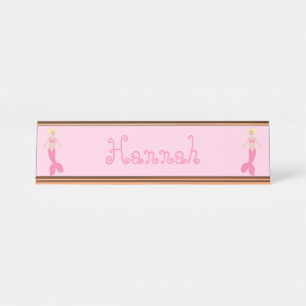 Pretty Pink Fantasy Mermaid Custom Name Desk Name Plate
