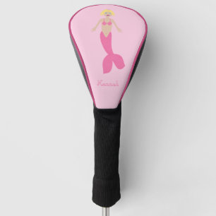 Pretty Pink Fantasy Mermaid Custom Name Golf Head Cover