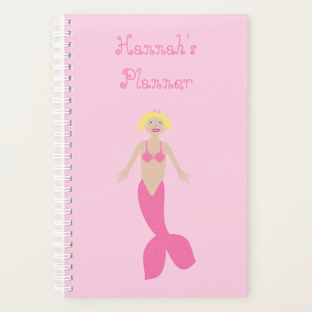 Pretty Pink Fantasy Mermaid Custom Planner (Front)
