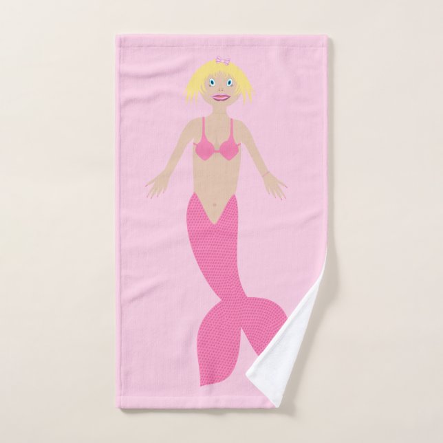 Pretty Pink Fantasy Mermaid Hand Towel (Hand Towel)