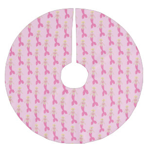 Pretty Pink Fantasy Mermaid Patterned Brushed Polyester Tree Skirt