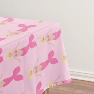 Pretty Pink Fantasy Mermaid Patterned Tablecloth