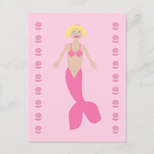 Pretty Pink Fantasy Mermaid Postcard