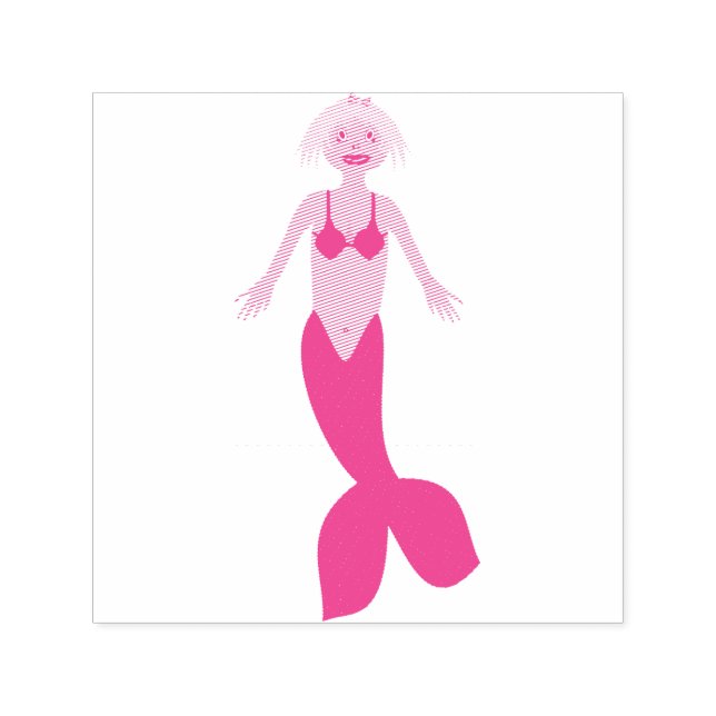 Pretty Pink Fantasy Mermaid Self-inking Stamp (Design)