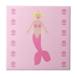 Pretty Pink Fantasy Mermaid Tile