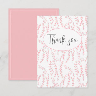 Pretty Pink Feminine Flat Thank You Card
