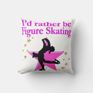 PRETTY PINK FIGURE SKATER THROW PILLOW